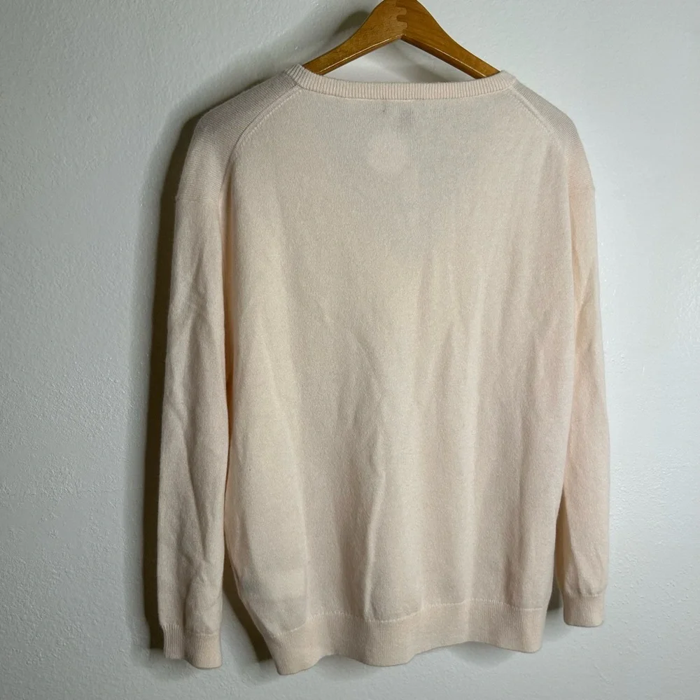 NWT J. Crew 100% Cashmere V - Neck Heathered Blush Oversized Sweater